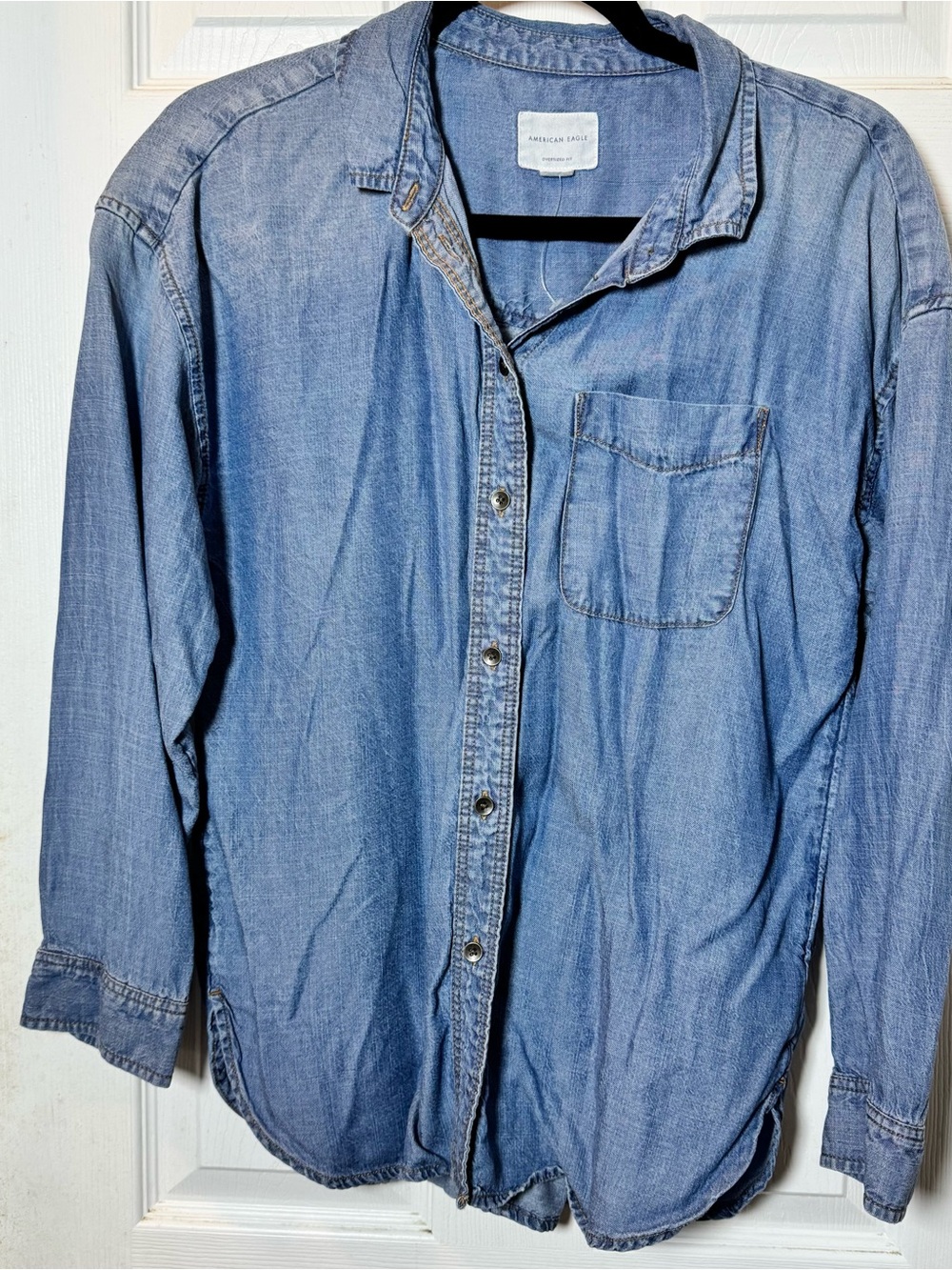 American Eagle Outfitters Light Denim Button-Down Shirt